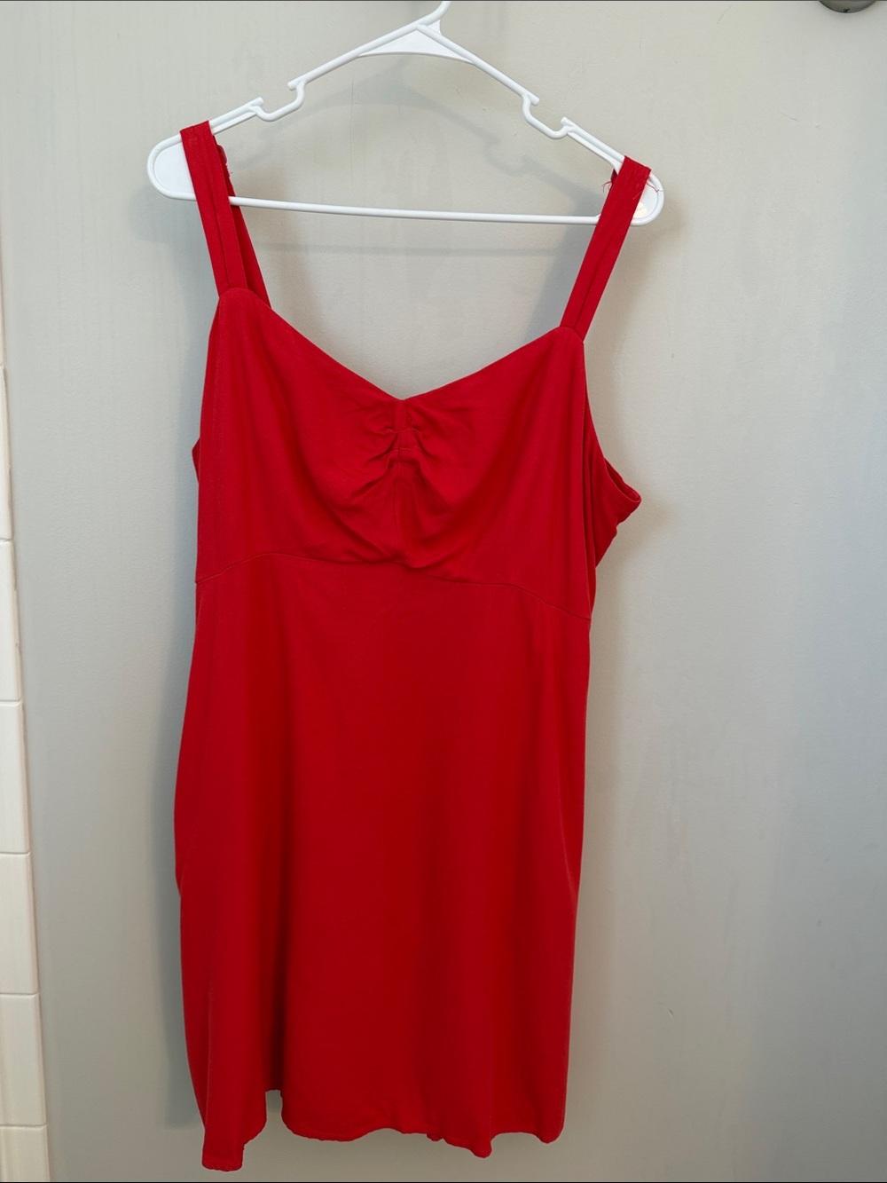 Old Navy Red Slip Dress with Gathered Bust and adjustable Wide Straps/pockets
